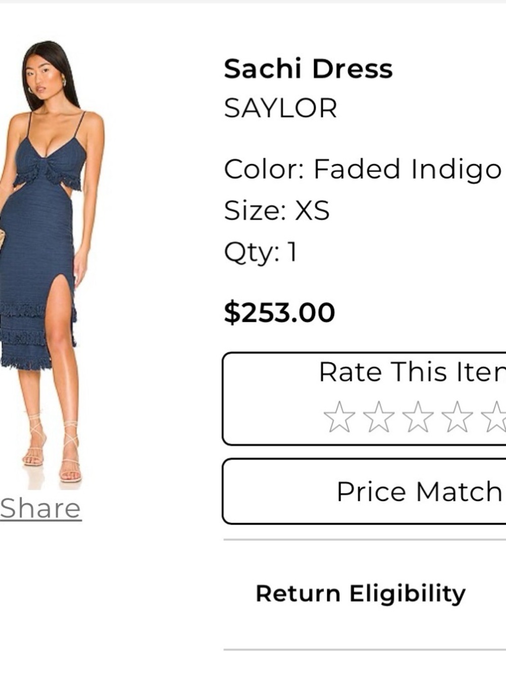SAYLOR Sachi Midi Dress — Faded Indigo